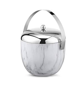 Top Quality Marble Ice <b>Bucket</b> Wine Chiller Cooler <b>with</b> Gold Handle and <b>Lid</b> Round for Bar Home Party Decor - Product Image 4