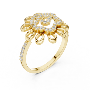 SUNBURST FLORAL LAB-GROWN ROUND CUT DIAMOND WOMEN'S <b>RING</b> <b>SET</b> IN 18KT ROSE <b>GOLD</b> FOR ENGAGEMENT PARTY WEDDING GLAM EVENT - Product Image 6