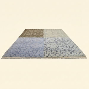 Tapis DECORDEC en laine tufté à la main, écologique, antidérapant, design géométrique moderne bicolore, à poils épais, pour salon et hôtel - Product Image 2