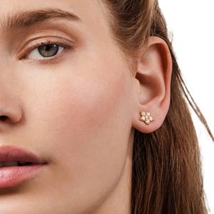 Pendientes de oro macizo de 14K y 18K con diamantes redondos certificados por IGI y diseño de estrella y flor para mujer, pendientes de moissanita con forma de flor, regalo para ella. - Product Image 5