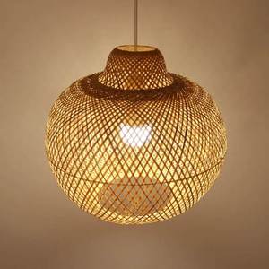 Chic Retro Style Natural Bamboo Lampshade Woven Pendant Light Fixture Farmhouse Hanging Ceiling Chandelier <b>Lamp</b> <b>Kitchen</b> - Product Image 2