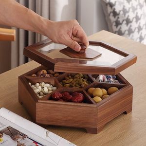 Bandeja de Servir de Madera Hecha a Mano de Dos Niveles con Borde Festoneado, Diseño Tradicional Chino, Bandeja Duradera Hecha a Mano - Product Image 4