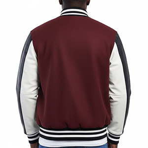 2026 New arrival Men's Varsity <b>Jacket</b> Maroon White Sleeve Custom Logo Casual Autumn Cotton Polyester Button Front Solid Pattern - Product Image 5
