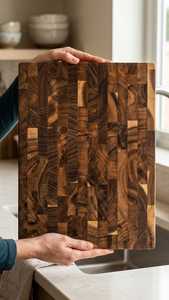 Tabla de Cortar Rectangular Grande, Gruesa, Natural, Sólida, de Alta Calidad, de Madera de Nogal y Acacia, Ecológica, Antideslizante, Apta para Lavavajillas - Product Image 5