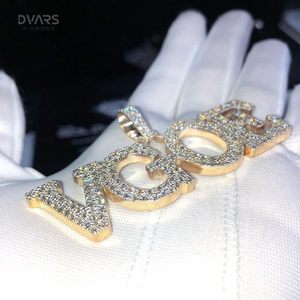 Pendentif personnalisé avec logo en moissanite VVS, testé, en argent 925, lettre initiale, style hip-hop, plaqué or de luxe - Product Image 1