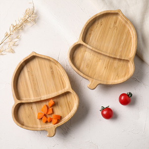 Bandeja de comedor redonda de bambú natural ecológica, plato de comida para servir a los niños de Material PP con platos estampados - Product Image 5