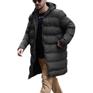 2025 hommes décontracté longue veste d'hiver à capuche manteau bouffant avec fermeture à glissière grande taille chaud Nylon Polyester coton rembourrage manteaux - Product Image 5