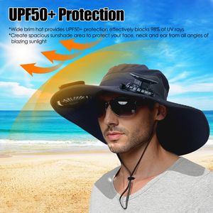 Cappello da Sole Outdoor UPF50+ a Tesa Larga con 2 Ventole Ricaricabili ad Energia Solare, 3 Velocità del Vento, Traspirante, Impermeabile, in Nylon, Cappello Promozionale - Product Image 5
