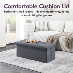 Banco Otomano Plegable de 35 Pulgadas con Almacenamiento para Sala de Estar y Dormitorio, Reposapiés para Entrada y Pie de Cama, Baúl de Almacenamiento - Product Image 4