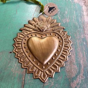 Ornement suspendu vintage en métal Cœur Sacré, fait main, décoration de festival, pendentif personnalisé pour sapin de Noël, décoration intérieure - Product Image 2