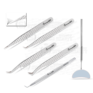 Professional Stainless Steel Lash Extension Tweezers Diamond <b>Grip</b> and Available All Mirror Handle Custom Logo - Product Image 5