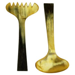 Ensemble de 2 cuillères à salade en corne, design dernier cri, fabriquées à la main à partir de corne de buffle naturelle, à prix abordable. - Product Image 5