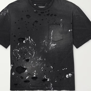 Ripped Baggy <b>shirt</b> Vintage Washed O Neck <b>Shirt</b> Loose Fit Oversized <b>Y2K</b> Streetwear Hip Hop Urban Stonewashed t <b>shirt</b> Boxy <b>shirt</b> - Product Image 2