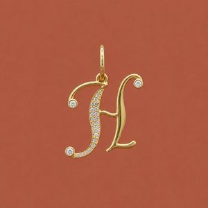 Solid S925 <b>Silver</b> With Moissanite Round Diamond 'H' Alphabet Initial <b>Charm</b> Pendant - Product Image 1