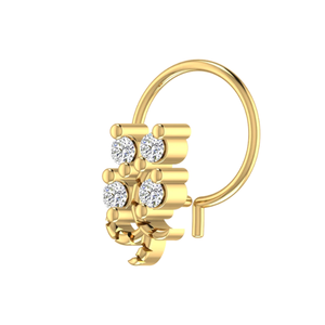 AJRETAIL Piercing de nez en or 14 carats, motif floral inspiré des vignes, diamant naturel taille brillant 0,08 ct certifié GIA, bijou ethnique de piercing raffiné - Product Image 4