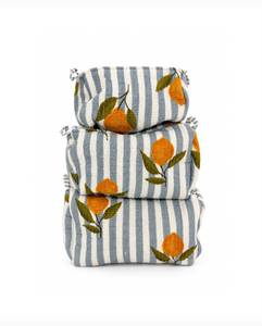 Block Printed Quilted Eco-Friendly Durable Cotton <b>Cosmetic</b> Bags with Geometric Pattern Handmade Travel <b>Organizer</b> Pouch Set - Product Image 2