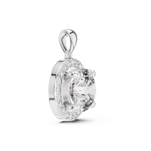 Round Moissanite Pendant Oval Halo Charm White Gold Color Jewelry for <b>Necklace</b> <b>Chain</b> - Product Image 3
