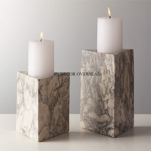 High Grade Gold Plated Elegant Look Floral Candlestick Holder With White <b>Marble</b> Base For Home And Hotel Decoration From India - Product Image 5