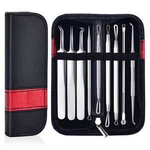 9-Piece Stainless Steel <b>Blackhead</b> Remover Tool Kit Face Care Comedown Tweezers and Acne Pimple <b>Extractor</b> Life Care - Product Image 2