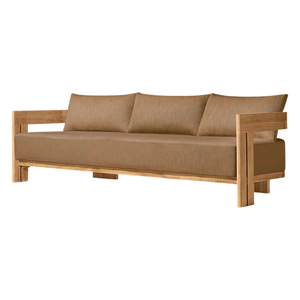 Premium Curved Solid Teak Wood Patio <b>Sofa</b> Three Seater Durable Modern Style <b>Outdoor</b> <b>Sofa</b> for Villa Apartment Patio Garden - Product Image 2