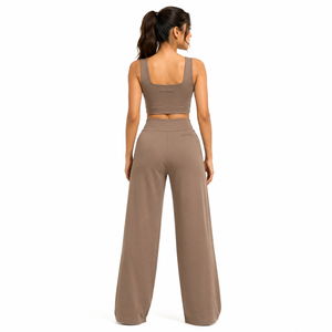 Conjunto de poliéster ecológico de diseño, conjunto holgado de calidad premium, conjunto elegante sin cuello de 2 piezas, conjunto de descanso suave y elástico para mujer - Product Image 4