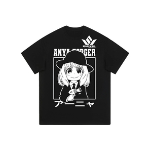 เสื้อยืดผู้ชายสีดำลายการ์ตูนอนิเมะ แขนสั้น คอกลม ผ้าฝ้ายเจอร์ซีย์ 100% ทรงปกติ สวมใส่สบาย พิมพ์ลาย - Product Image 1