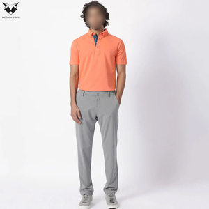 Polo de Manga Corta Color Naranja para Hombre, Transpirable, Corte Casual, Largo Regular, Color Sólido, Tejido de Punto - Product Image 2
