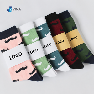 Chaussettes en Fibre de Bambou Personnalisables pour Hommes avec Logo, Imprimé Moustache Rose Marine, Écologiques, Respirantes, Anti-Odeur, Usage Quotidien - Product Image 2