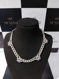 <b>Custom</b> 925 Sterling Silver VVS Moissanite Cuban Link Charm <b>Necklace</b> Personalized <b>Name</b> Heart Charms Hip Hop Chain Pass Diamond Te - Product Image 1