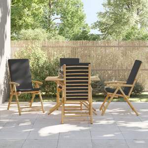 Ensemble de 4 chaises inclinables de jardin gris foncé - Product Image 1