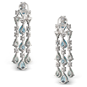 Boucles d'oreilles pendantes romantiques pour femmes avec topaze taille poire et diamant, en alliage plaqué rhodium, bijoux de soirée - Product Image 2