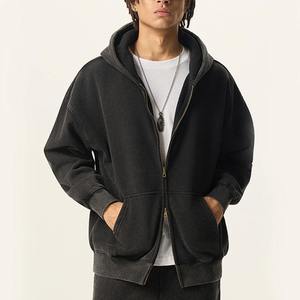 เสื้อฮู้ดดี้ปักลายตามสั่ง สไตล์สตรีทแวร์ ผ้าฟลีซ วินเทจ ทรงโอเวอร์ไซส์ ล้างสีแบบแอซิดวอช สีซีดจางแบบซันเฟด แต่งดีเทลขาดๆ แบบดิสเทรส ซิปหน้า - Product Image 6