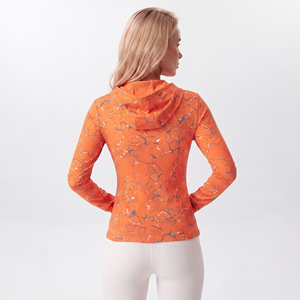 <b>Ladies</b> Yoga Fitness Wear Hooded <b>Jackets</b> Custom Printed Zipper Hood Top Women's 220 gsm Polyester Breathable Zipper Hoodie - Product Image 3