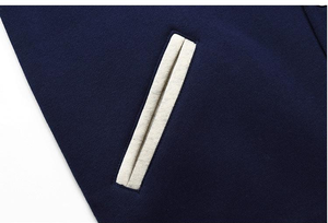 เสื้อแจ็คเก็ตวาร์ซิตี้สีน้ำเงินสำหรับทุกเพศ ยี่ห้อ ROLEIN SPORTS แขนเสื้อสีขาว ปักตัวอักษร G ด้านหน้า คอจีน สไตล์พรีปปี้ สำหรับฤดูใบไม้ร่วง กันลม - Product Image 4