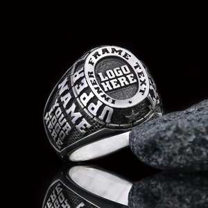 Bague d'École BOJ 019 Personnalisée en Argent et Diamant, Bague de Diplôme Universitaire Unisexe, Cadeau pour Fêtes et Occasions Spéciales, Prix Bas - Product Image 6