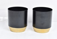 Set Pot Tanaman Besi Gaya Farmhouse Mewah Warna Emas 2 Buah |   Pot Bunga Ramah Lingkungan, Ringan, dan Tahan Lama untuk Dalam Ruangan |   Dekorasi Rumah Taman |   Logo Kustom