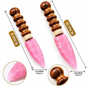 Daga de Cristal Rosa al por Mayor, Cuchillo Decorativo Hecho a Mano, Coleccionable de Fantasía con Mango de Madera, 8/10 Pulgadas - Product Image 5