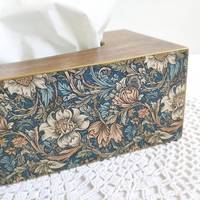 Portafazzoletti in Legno Floreale - Contenitore Rettangolare Artigianale per Decoupage, Dispenser Decorativo per Tovaglioli, Stile Vintage Bot