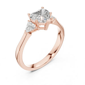 แหวนทองคำขาว 14K รูปหัวใจและเพชรทรงทริลเลียนท์เพาะเลี้ยงสำหรับผู้หญิง |   ชุดเจ้าสาว |   เพชรที่เพิ่งเพาะเลี้ยง - Product Image 2