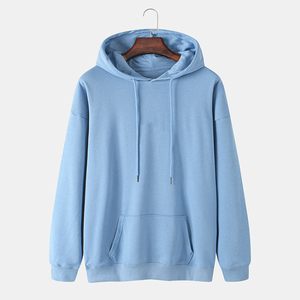 Sweat-shirt à capuche oversize pour homme, couleur unie, tricoté, décontracté, coupe classique, noir uni, pour l'automne - Product Image 1