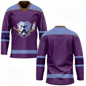 Jersey de hockey sobre hielo con bordado 3D y estampado digital, tejido de malla de secado rápido, cuello en V, mangas largas, unisex, para adultos, con nombre/números/jugador del equipo. - Product Image 1