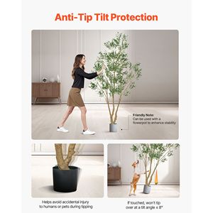 Arbre d'olivier artificiel de 8 pieds avec pot noir, faux arbre haut, tronc en bois naturel, feuilles vertes réalistes, fruits pour une utilisation en intérieur et en extérieur - Product Image 5