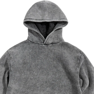 เสื้อฮู้ดดี้สีเทาฟอกสไตล์วินเทจ ทรงโอเวอร์ไซส์ ผ้าฝ้ายฟลีซเนื้อนุ่ม เสื้อฮู้ดดี้สีเทาฟอกวินเทจ สตรีทแวร์พรีเมียม - Product Image 2