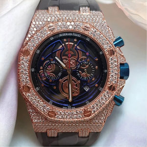 Top Brand Customized Iced Out D VVS Moissanite Diamond Handmade Mechanical Rubber Band Branded <b>Quartz</b> <b>Watch</b> for <b>Men</b> - Product Image 6