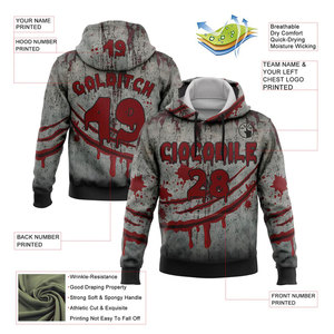 Custom Logo & Printed Halloween Hoodie <b>Men's</b> Black <b>Pink</b> Pattern Casual Hooded <b>Sweatshirt</b> Regular Fit Autumn Wear - Product Image 5