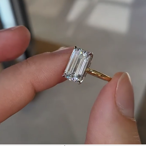 Anillo de Compromiso y Boda con Diamante Cultivado en Laboratorio, Corte Esmeralda, 1 Quilate, Oro Amarillo de 14k, Certificado IGI, Joyería de Lujo para Regalo - Product Image 2
