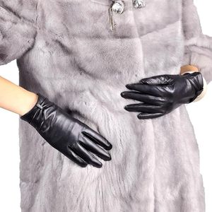 Women's Leather fashion <b>Gloves</b> With Bow Black - Product Image 4