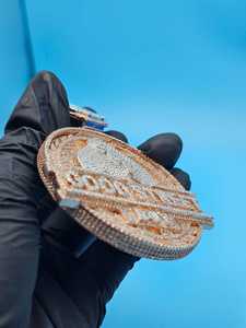 Colgante Circular de Lujo Personalizado con Nombre Estilo Bali, Chapado en Oro de 18K, Plata 925, Estilo Hip Hop, con Moissanita VVS, Bicolor - Product Image 2