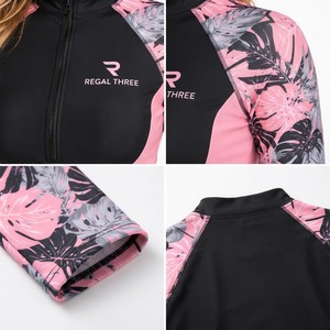 Women's <b>Long</b> <b>Sleeve</b> Rash Guard Zip Up <b>Top</b> Printed Swimwear Rashguard Tee 3/4 Front Zip-up Base Layer <b>Swimming</b> Tee <b>Top</b> Ladies - Product Image 6