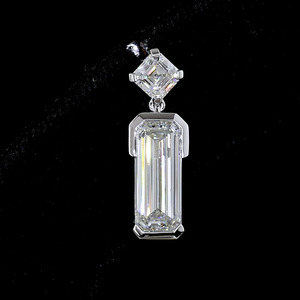 Boucles d'oreilles pendantes vintage en diamant de laboratoire taille baguette et taille Asscher, or 10K 14K 18K, argent 925 935, pour mariage et soirée - Product Image 2